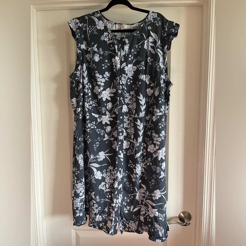 NWT - LOFT Button Front Short Dress with Flutter Sleeve - 24 Plus